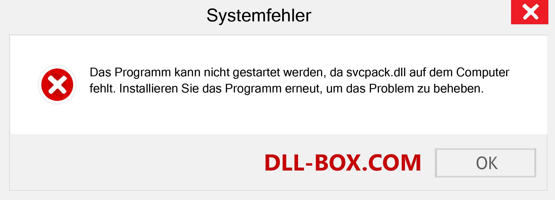 svcpack.dll-Datei fehlt?. Download für Windows 7, 8, 10 - Fix svcpack dll Missing Error unter Windows, Fotos, Bildern