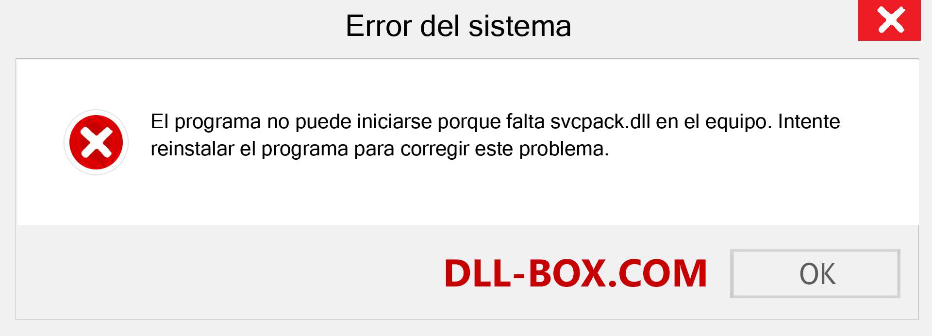 ¿Falta el archivo svcpack.dll ?. Descargar para Windows 7, 8, 10 - Corregir svcpack dll Missing Error en Windows, fotos, imágenes